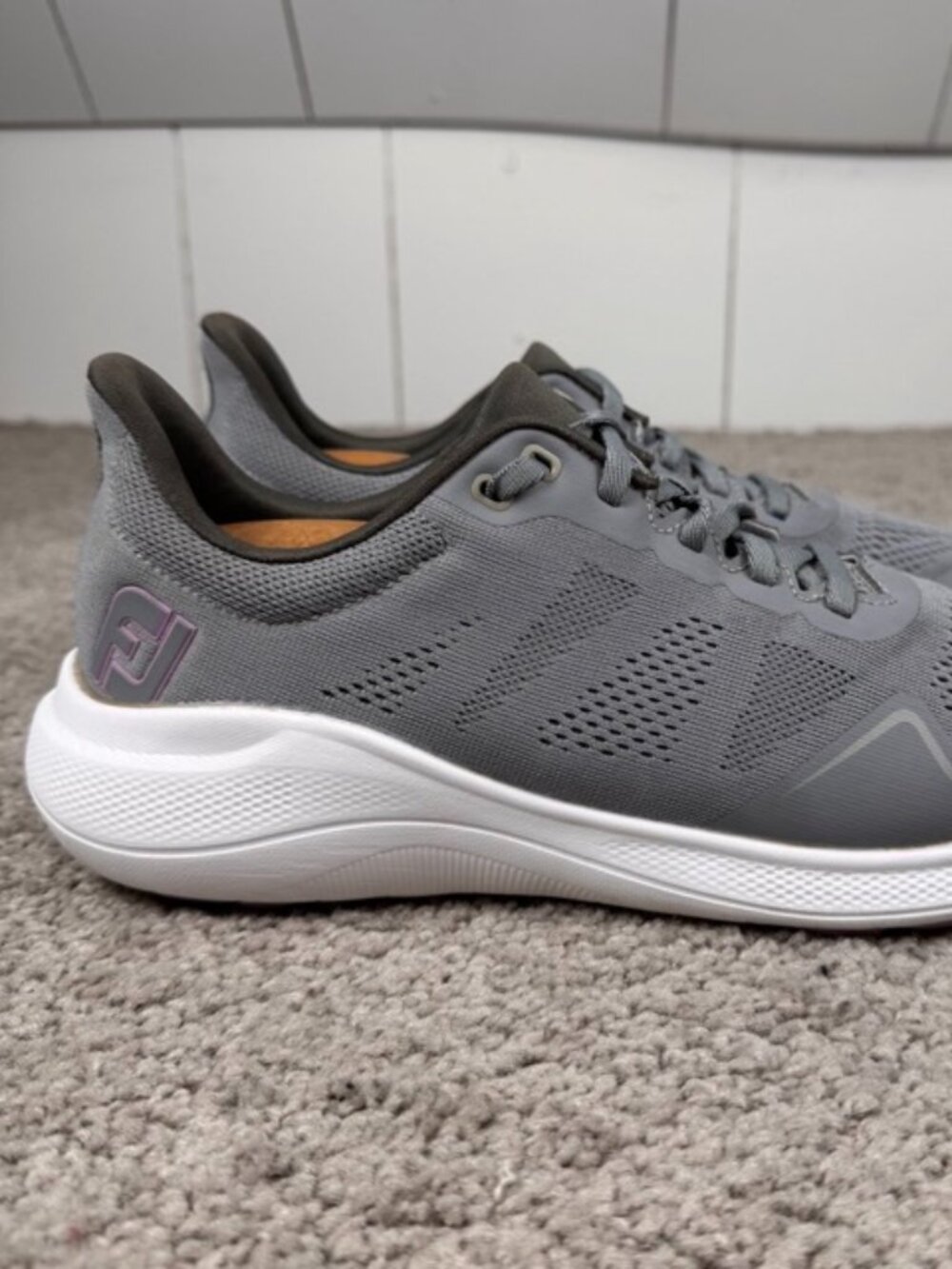 Footjoy FJ Flex Women Size 8.5M Golf Shoe Gray Purple Comfort Spikeless Sneakers